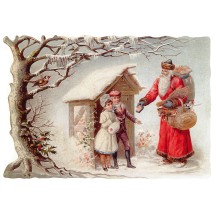 Large Snowy Santa & Children Scrap ~ Germany